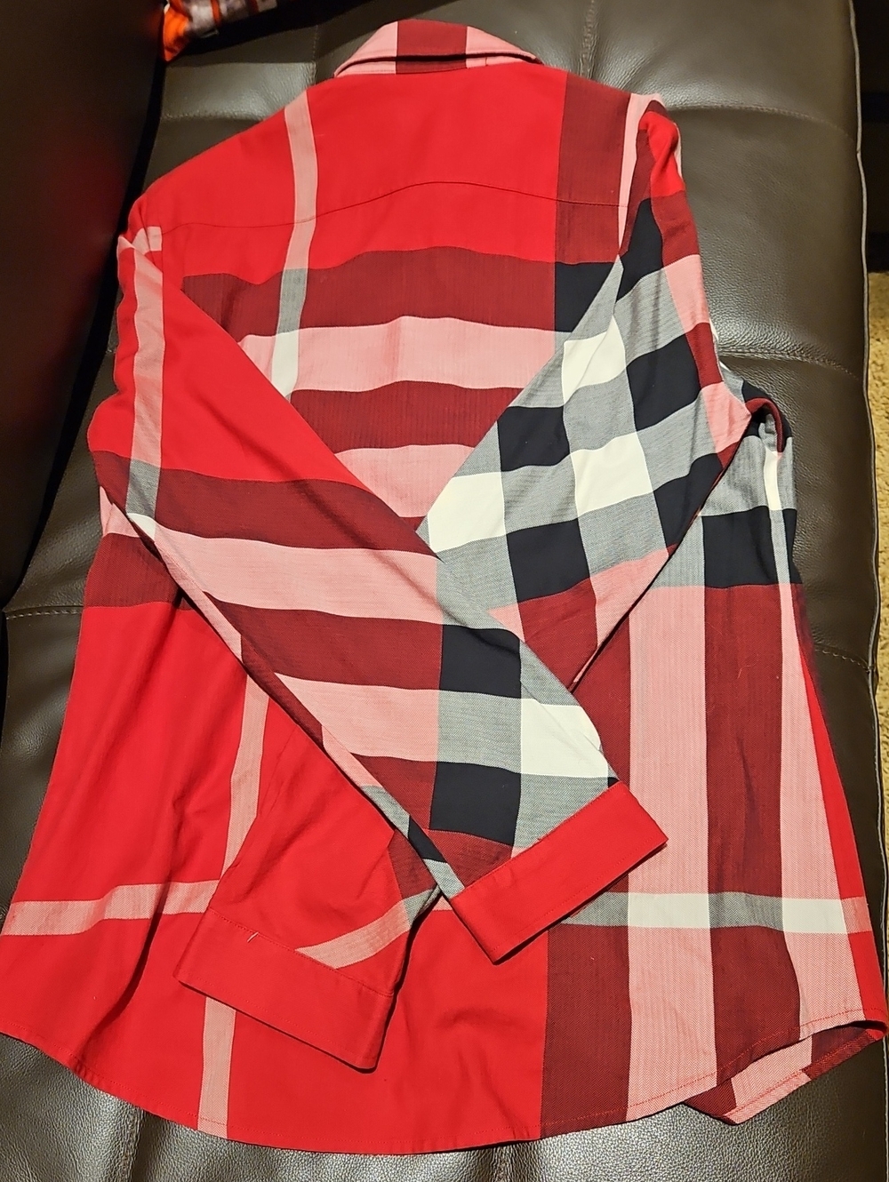 Womens Burberry Red and Black Nova Check Button-Down Shirt    Size Medium - Picture 7 of 9